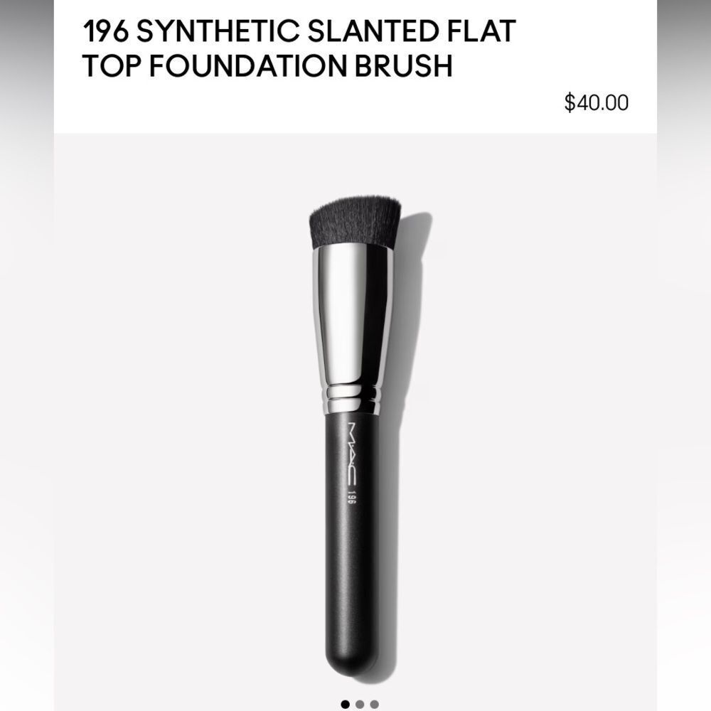 MAC cosmetics 196 SYNTHETIC SLANTED FLAT TOP FOUNDATION BRUSH MADE IN JAPAN